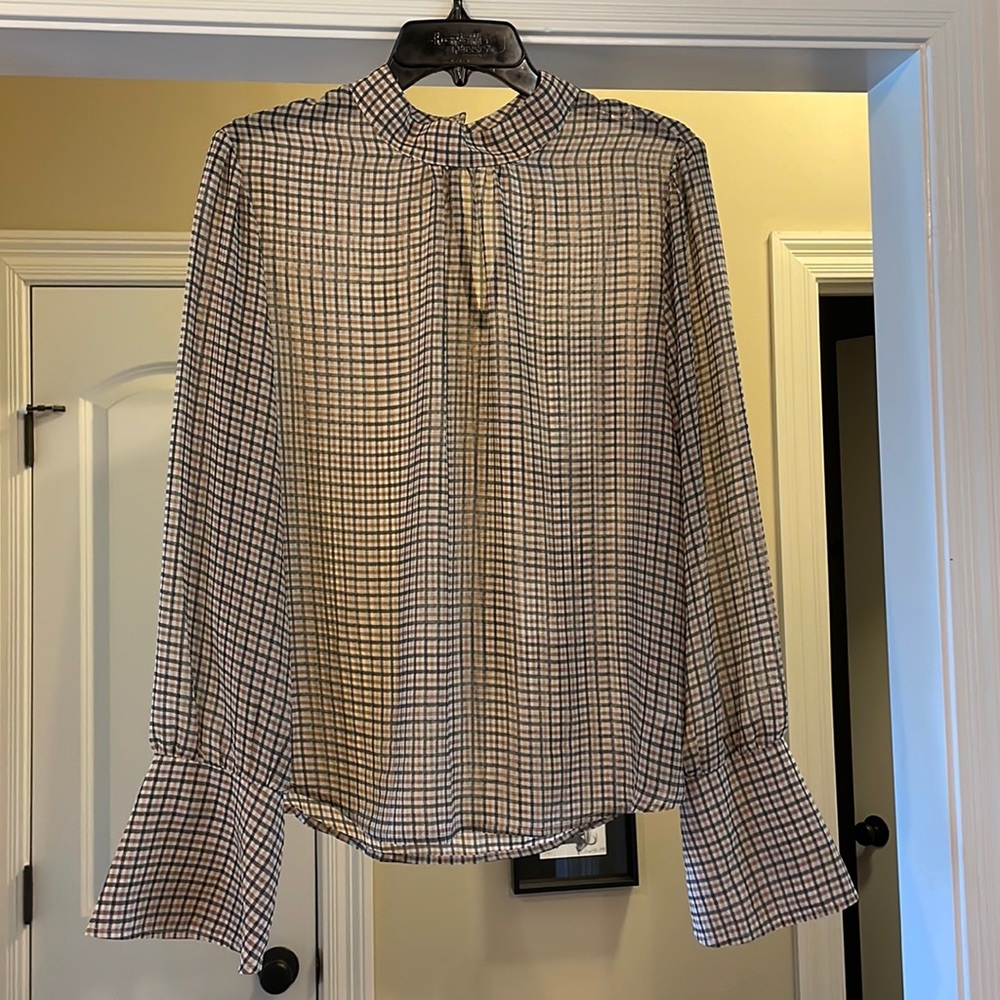 A New Day Sheer Long Sleeve Top with Poet Sleeve